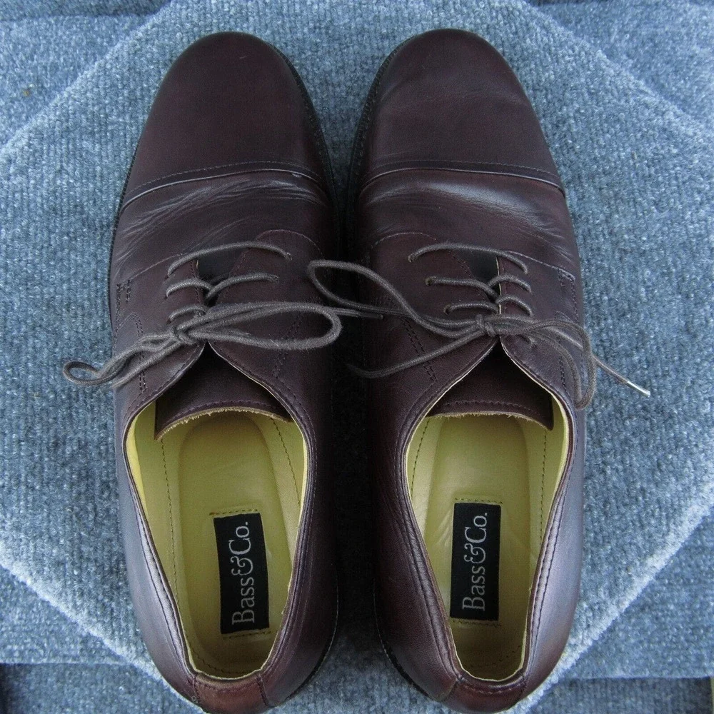 Bass & Co The Esser Men Derby Oxfords Shoes Brown Leather Lace Up Size 11 Medium